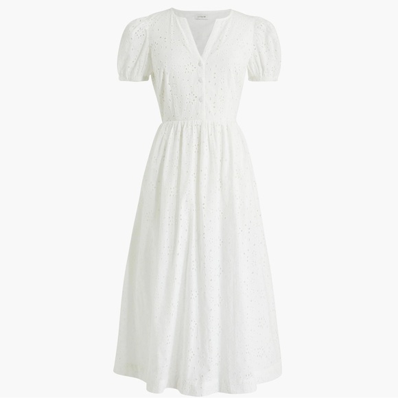 J Crew white eyelet long puff sleeve dress- fully lined- size 00 - Picture 10 of 10